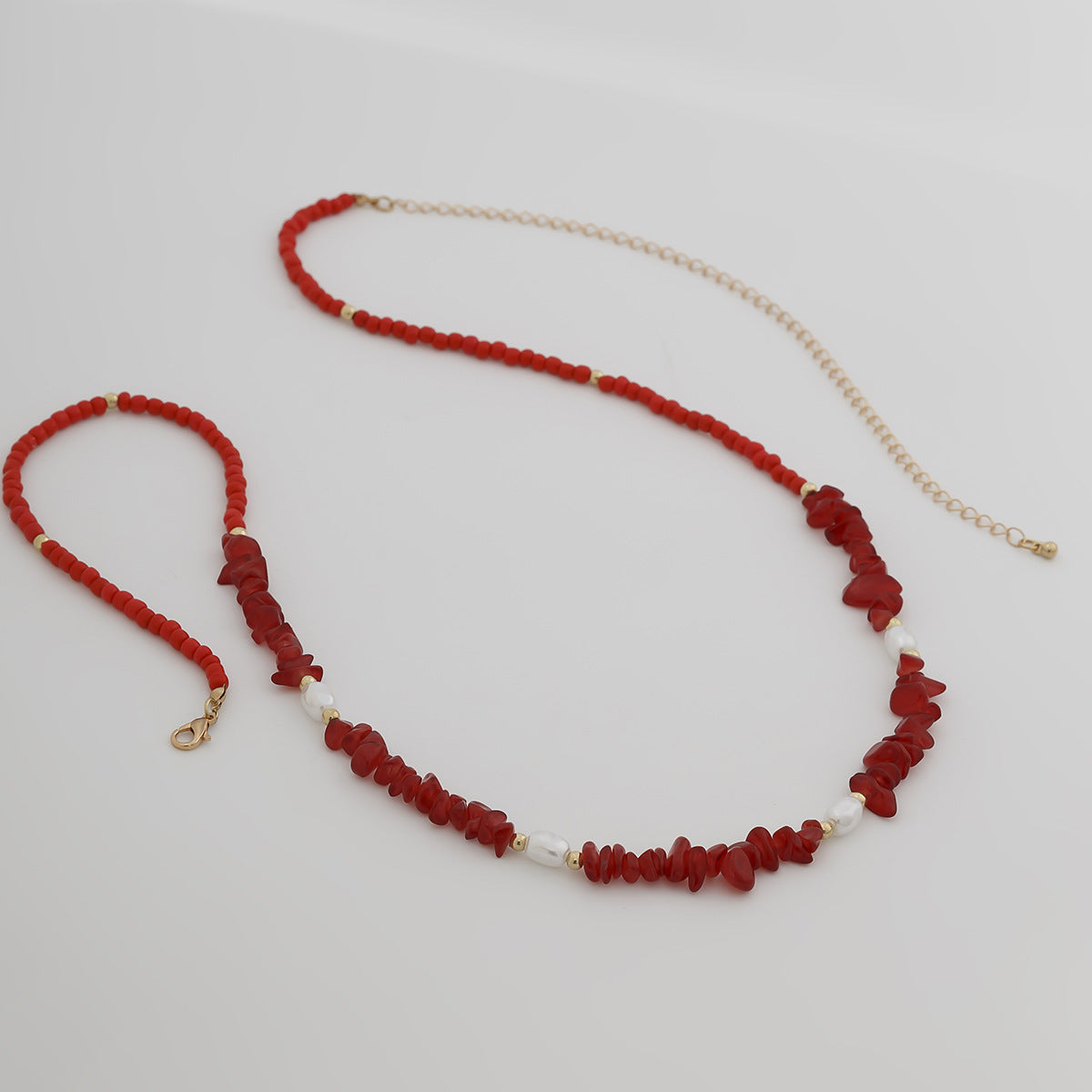 Red 3-Piece Layered Waist Chain Set - Bohemian Style Body Accessories