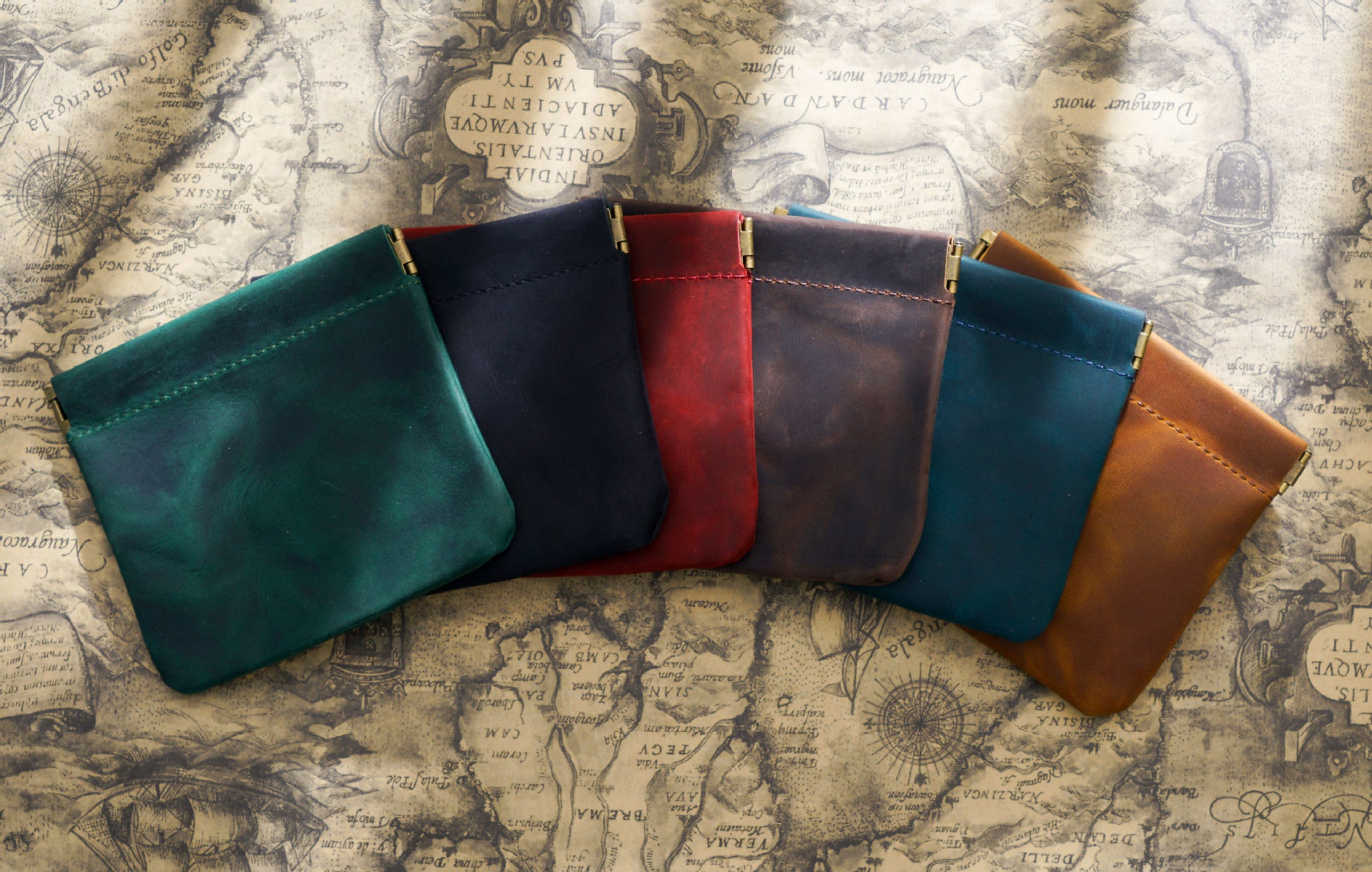 Coffee Genuine Leather Coin Purse - Vintage Style Snap Closure Mini Pouch