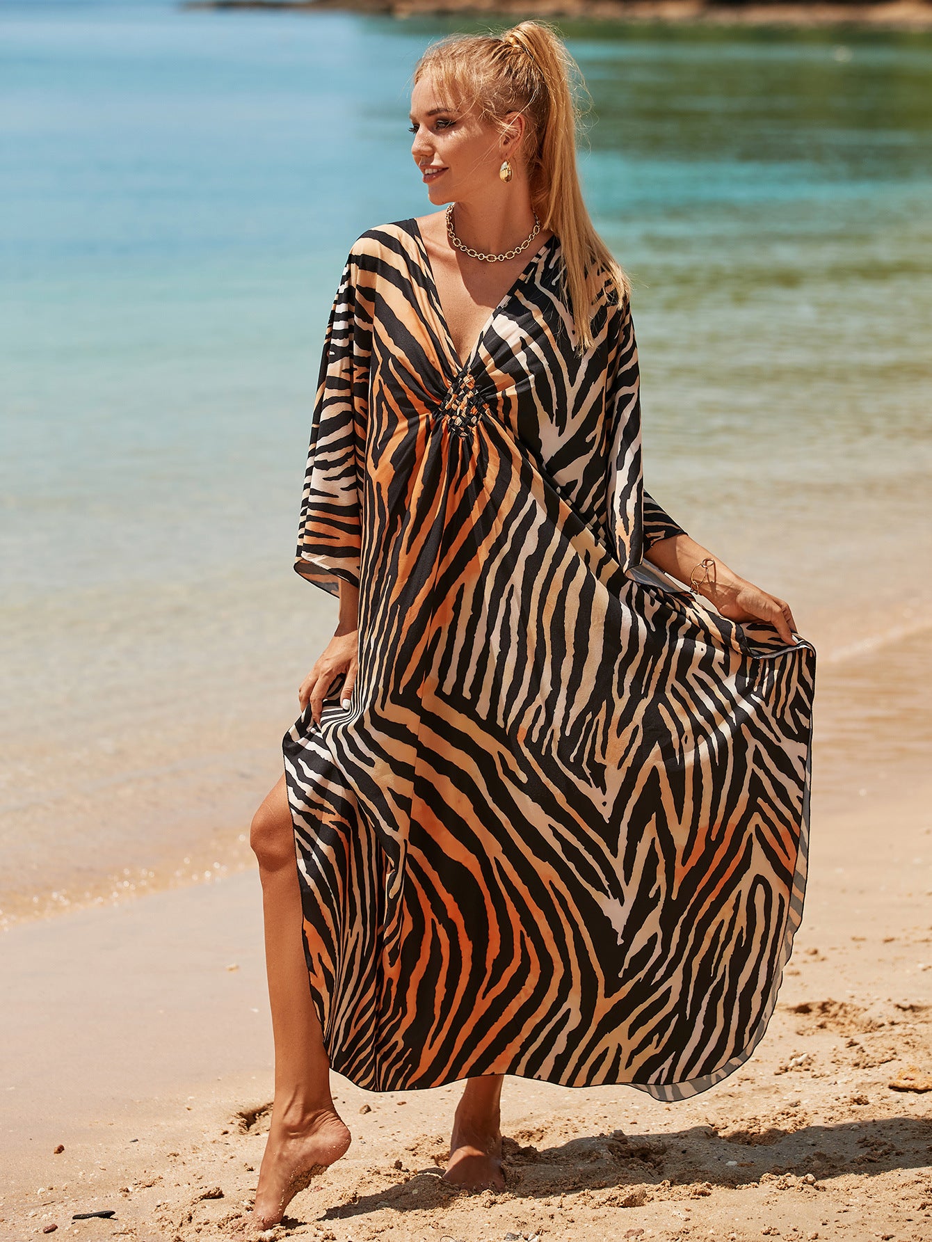 Style 2 Loose Fit Caftan Dress - Resort Style Beach Coverup for Women