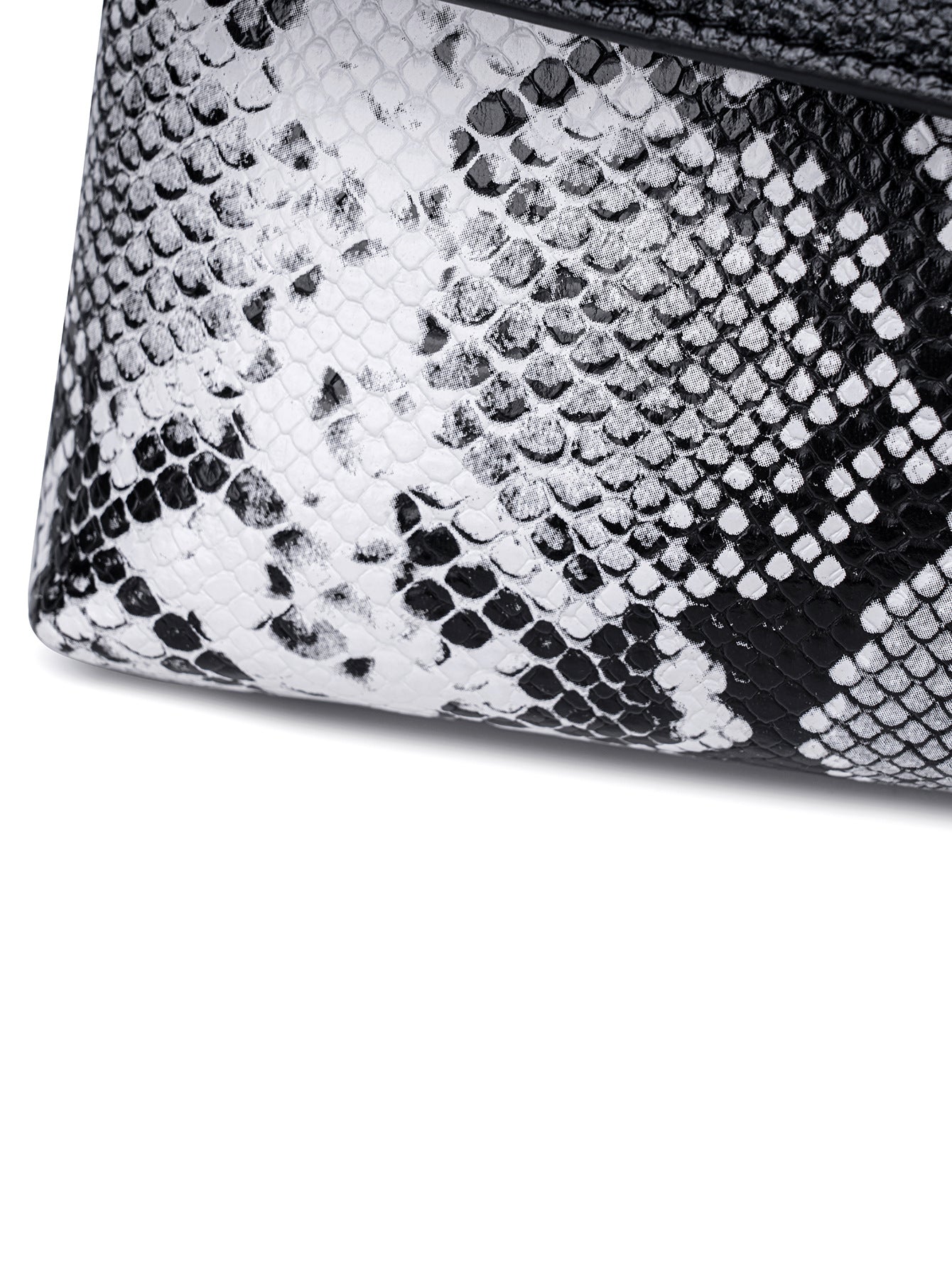 Black and White Elegant crocodile embossed clutch - with metal top handle and shoulder strap