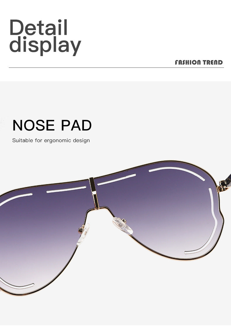 2-PCS Gold frame double tea Oversized Aviator Sunglasses - Unique Cutout Design