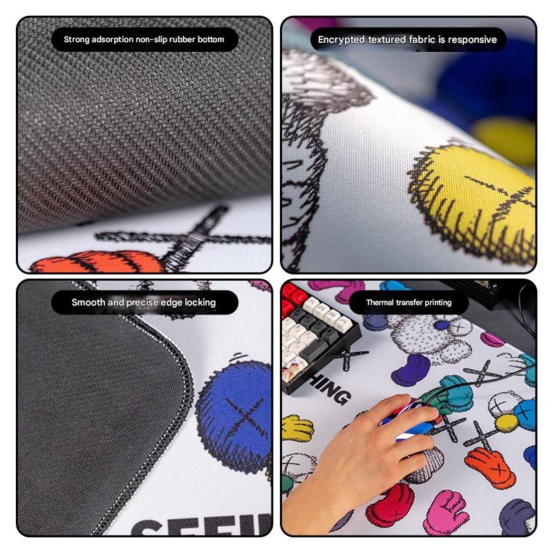Extended Gaming Mousepad (90x40x0.4cm) - Big Beard Uncle Design, Stitched Edges - Style 1
