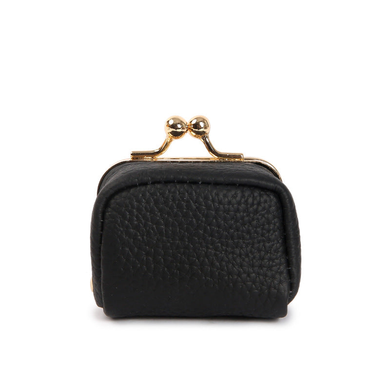 Black Mini Jewelry Pouch - Compact PU Leather Coin Purse for Earrings, Rings, and Necklaces, 6.5x5x3.5cm