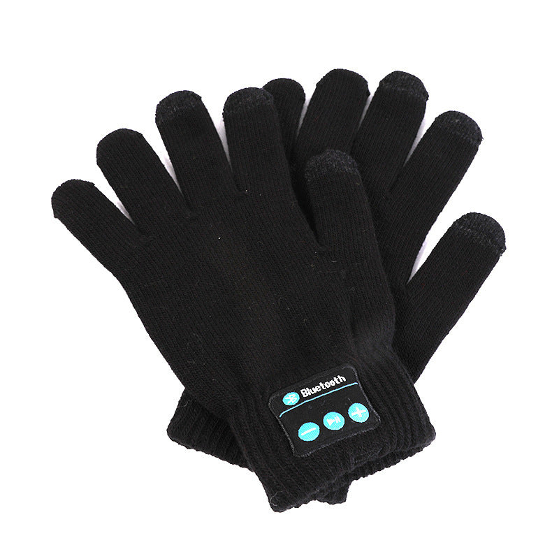 Black Bluetooth Touchscreen Winter Gloves - Warm, Thickened, and Hands-Free for Calls and Music, Perfect for Cycling