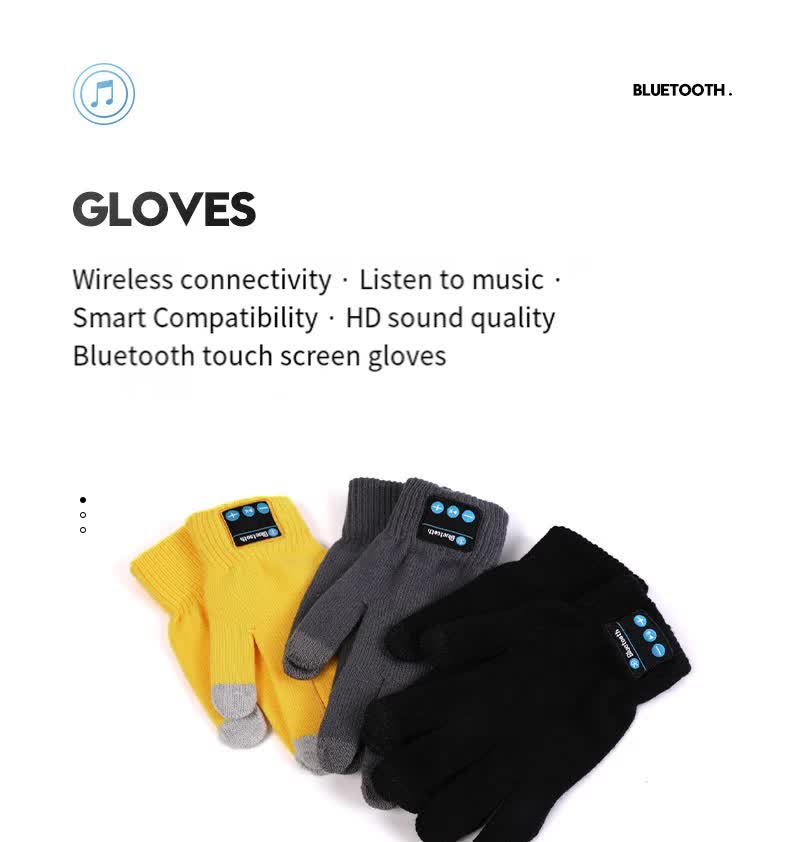 Black Bluetooth Touchscreen Winter Gloves - Warm, Thickened, and Hands-Free for Calls and Music, Perfect for Cycling