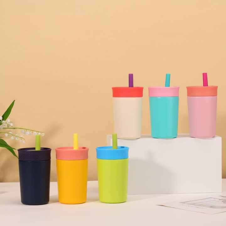 2 Pcs Beige 12oz Insulated Tumbler with Straw - 304 Stainless Steel, BPA-Free, Leak-Proof Coffee Mug for Hot and Cold Drinks