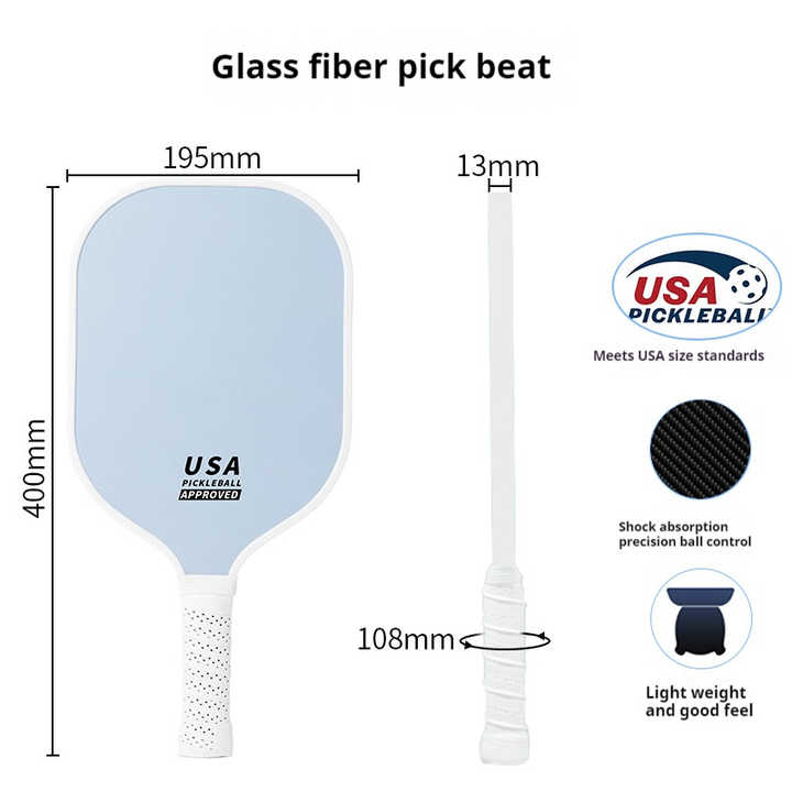 Red Fiberglass Pickleball Paddle - Lightweight 215g with Anti-Slip TPU Grip for Outdoor Sports