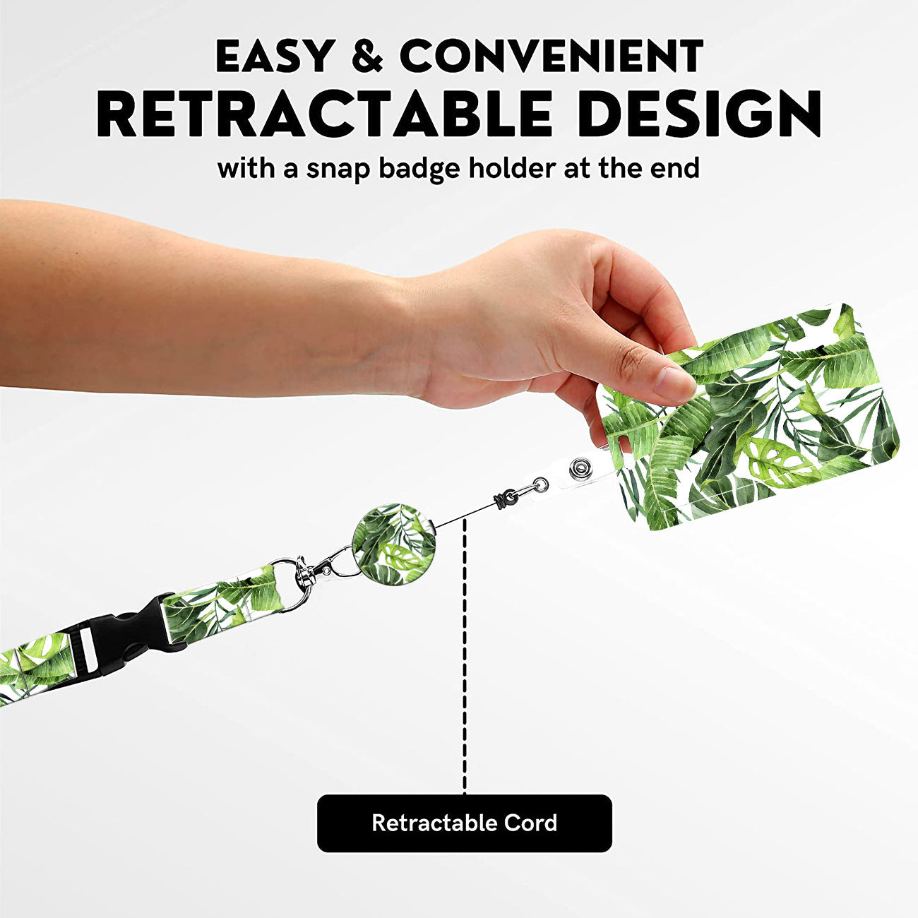 2 Pcs Yellow and Green Sunflower Patterns Retractable Badge Reel & ID Card Holder Set with Lanyard - Durable ABS Plastic