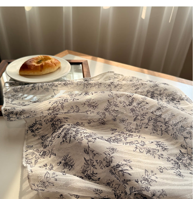 Style 16 Dark Blue Versatile Patterned Square Scarf | 65x65cm Lightweight Polyester Neckerchief Headband | Vintage Polka Dot & Floral