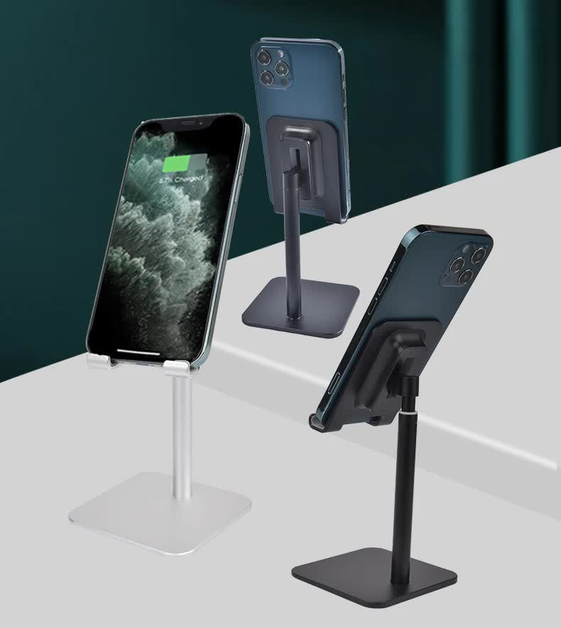 Gold Adjustable Aluminum Alloy Phone and Tablet Stand - Telescopic Desktop Holder for Live Streaming and Hands-Free Use