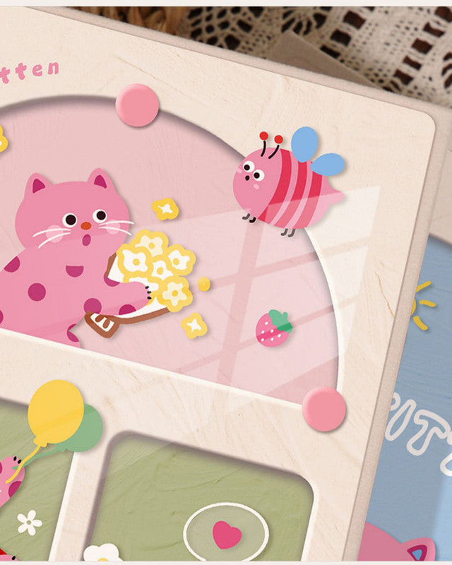 Cover 1 Colorful Cartoon cat pattern 6-Inch 100-Photo Cartoon Cat Album - Large Capacity Family Photo Storage Book with Suede and Crystal Cover