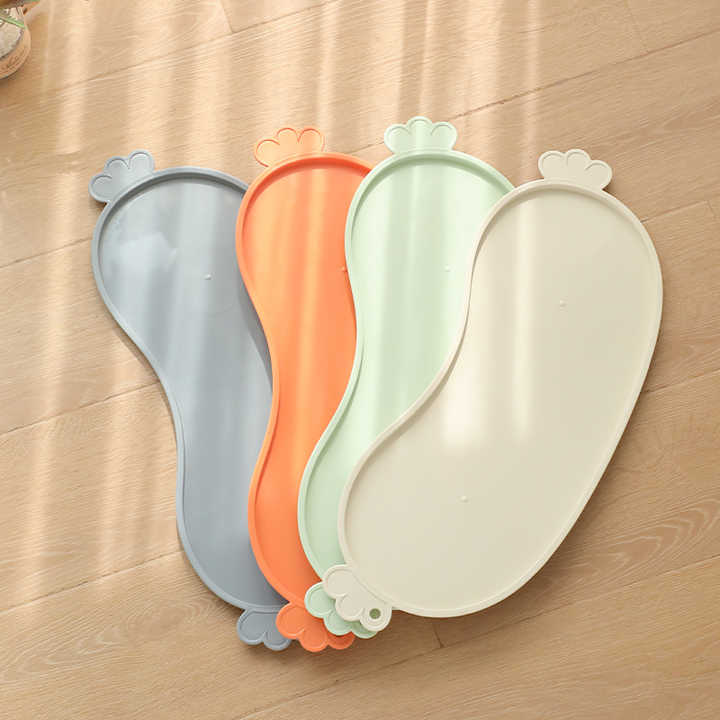 Blue Non-Slip Pet Feeding Mat - Waterproof Dog & Cat Food Bowl Placemat with Raised Edges