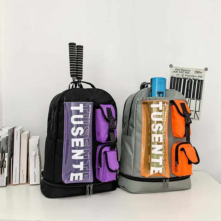 Green And Black Stylish Sports Backpack with Contrast Pockets - Unisex Gym Bag for Badminton & Tennis