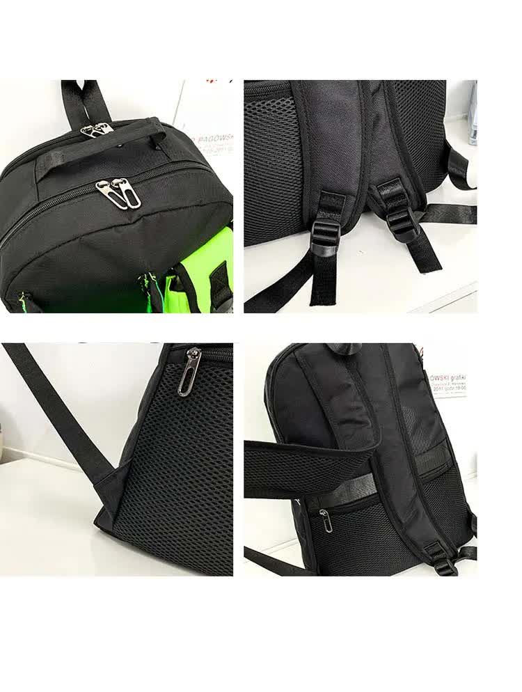 Green And Black Stylish Sports Backpack with Contrast Pockets - Unisex Gym Bag for Badminton & Tennis