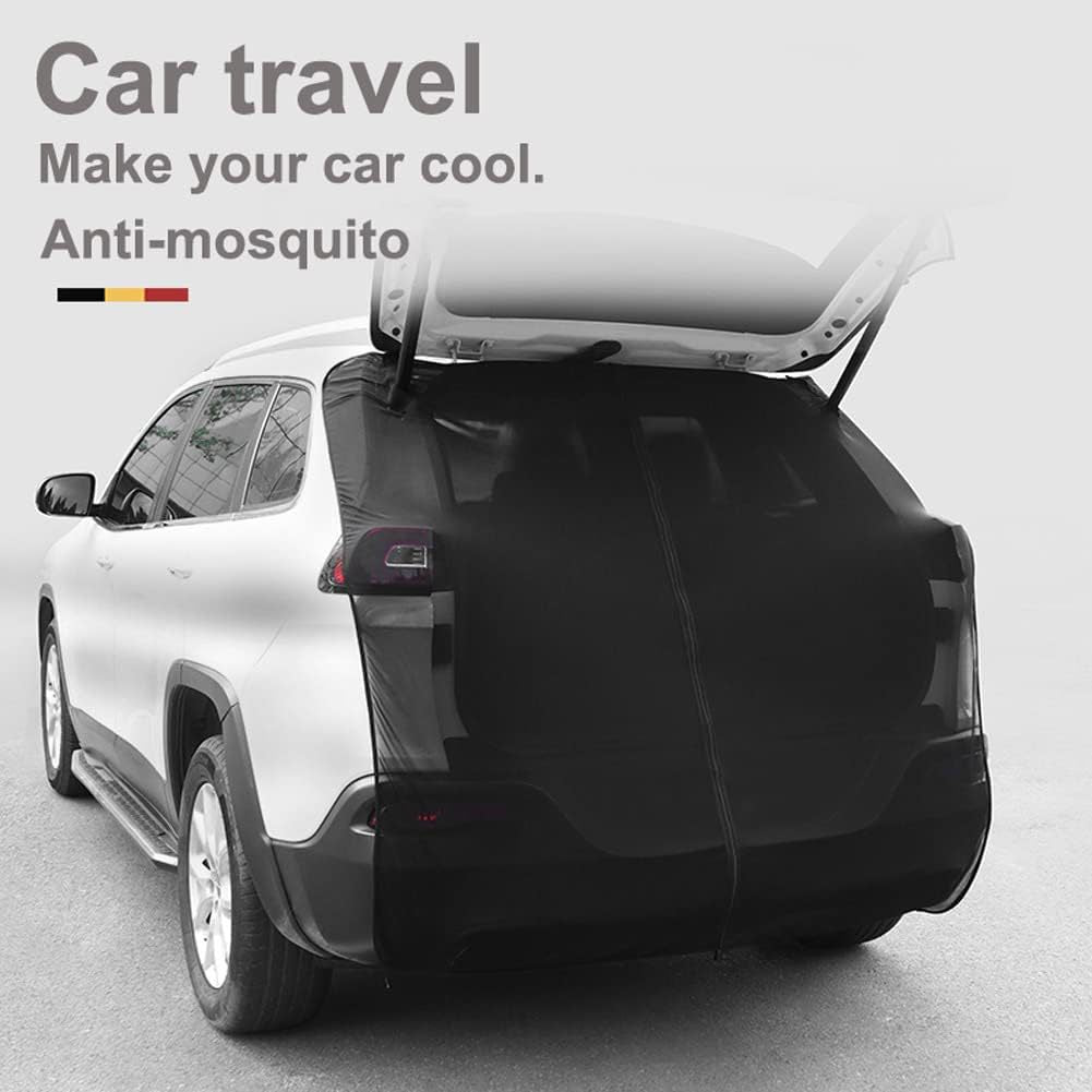 Size XL Black Magnetic Car Window Sun Shade Screens & SUV Tailgate Mosquito Net Set - Breathable Bug Protection