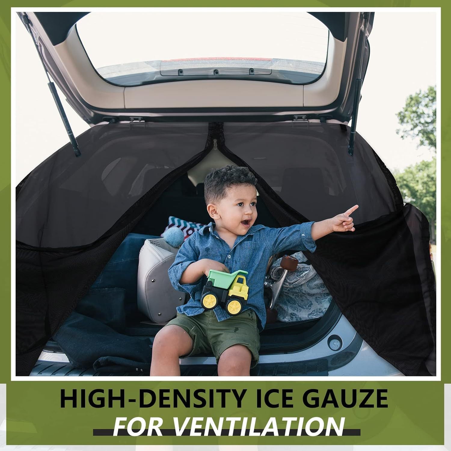 Size XL Black Magnetic Car Window Sun Shade Screens & SUV Tailgate Mosquito Net Set - Breathable Bug Protection