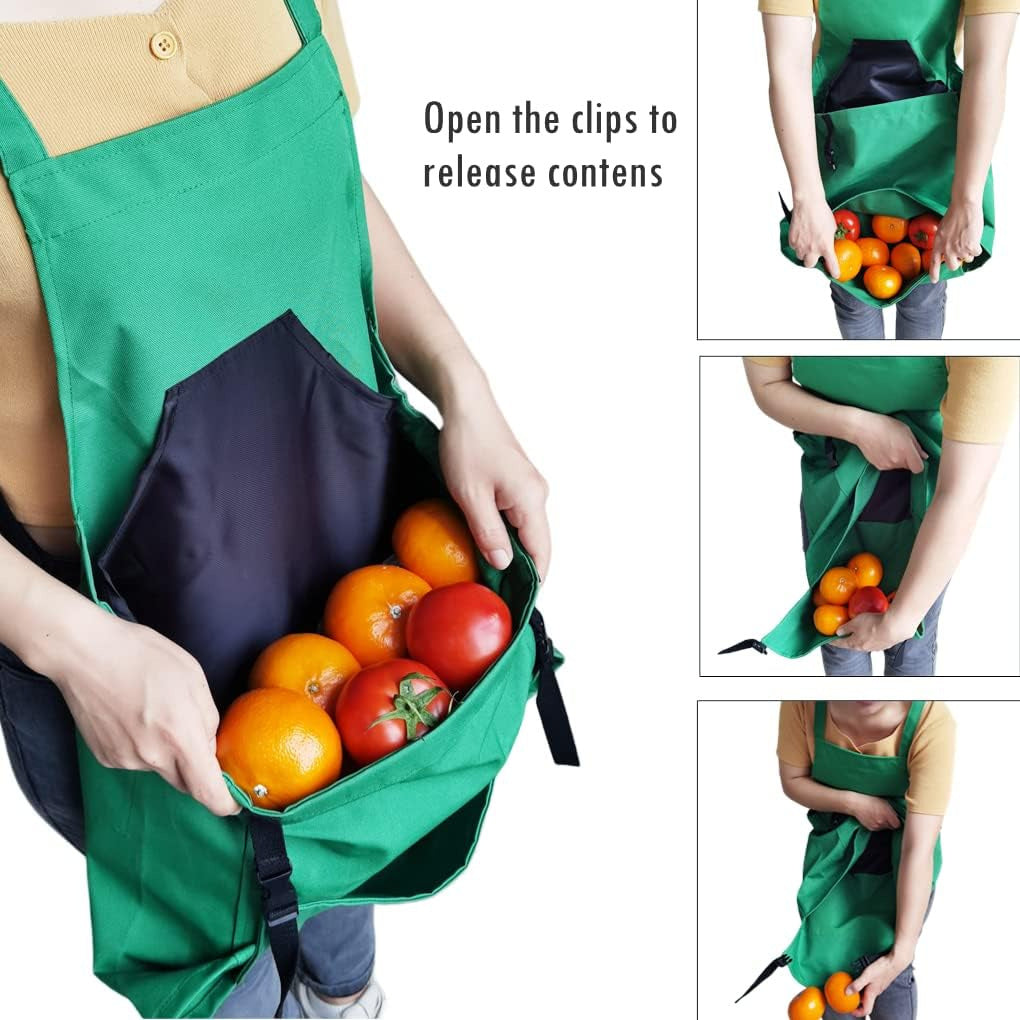 Grey Garden Harvesting Apron - Waterproof Oxford Cloth with Quick Release Pouch