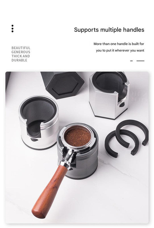 Silver Diamond Professional Aluminum Espresso Tamping Station - Adjustable Portafilter Holder Stand