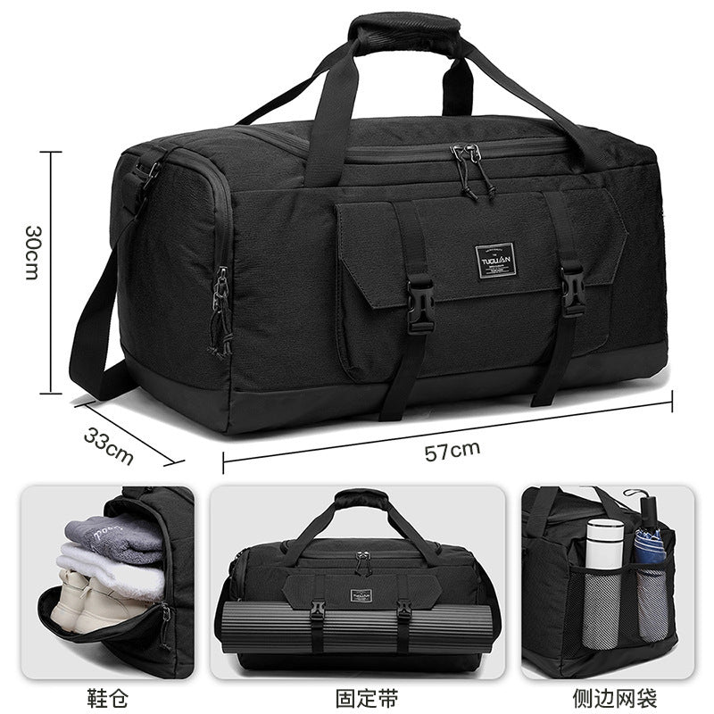 Yellow Dry Wet Separation Gym Bag - Yoga Fitness Travel Duffel - Shoe Compartment