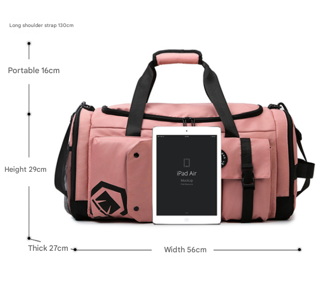 Red Capacity Travel Duffel Bag - Unisex - Multi-Color - 56x29x27cm