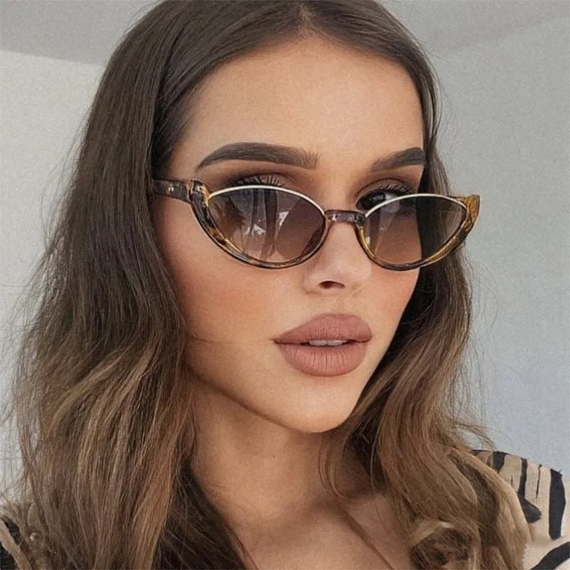 Milk Tea Leaves 2PCS Fashionable Cat-Eye Sunglasses for Women - Retro INS Style UV Protection Shades