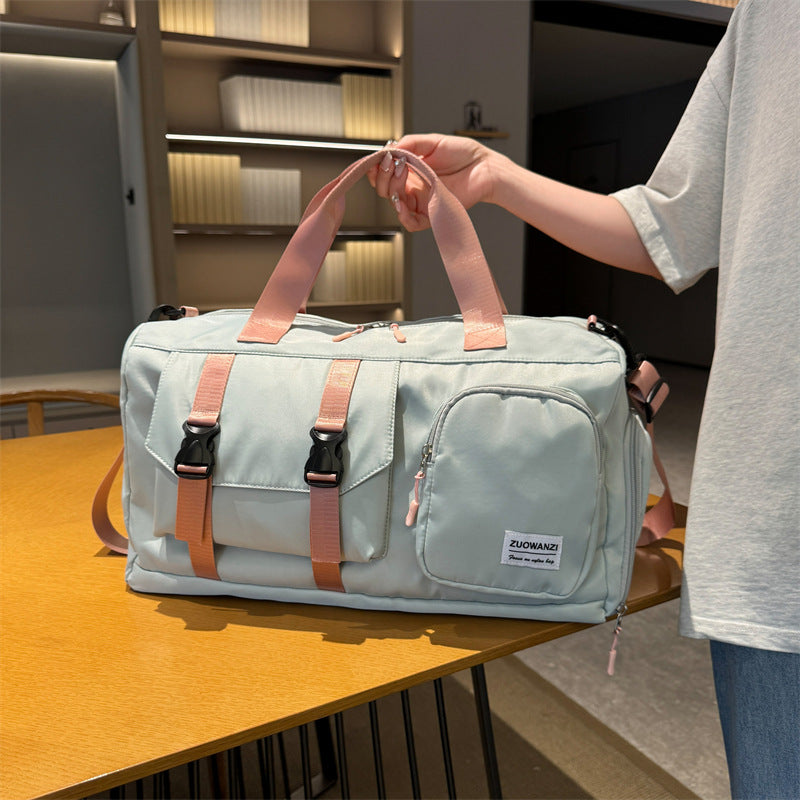 Grey-pink Holographic Gym Duffel Bag - Dry Wet Separation - Large Capacity