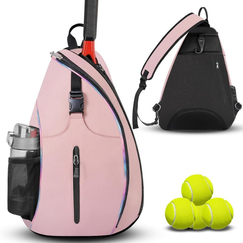 Pink Badminton Tennis Backpack - Multi-Racket Sports Bag with Shoulder Strap (Fits 2 Midsize Rackets)