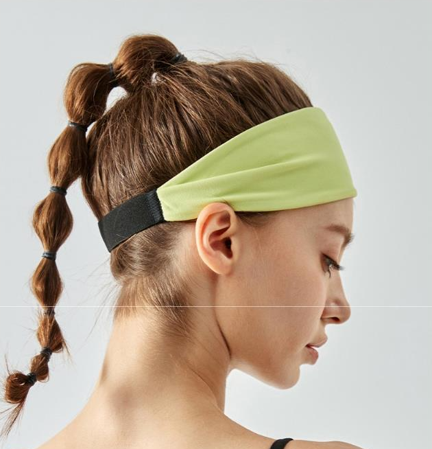 Blue Premium Wide Yoga Headband - Breathable Nylon/Spandex Sweat-Wicking Hair Band for Women (49cm Circumference) - Athletic Non-Slip Fitness Headwrap