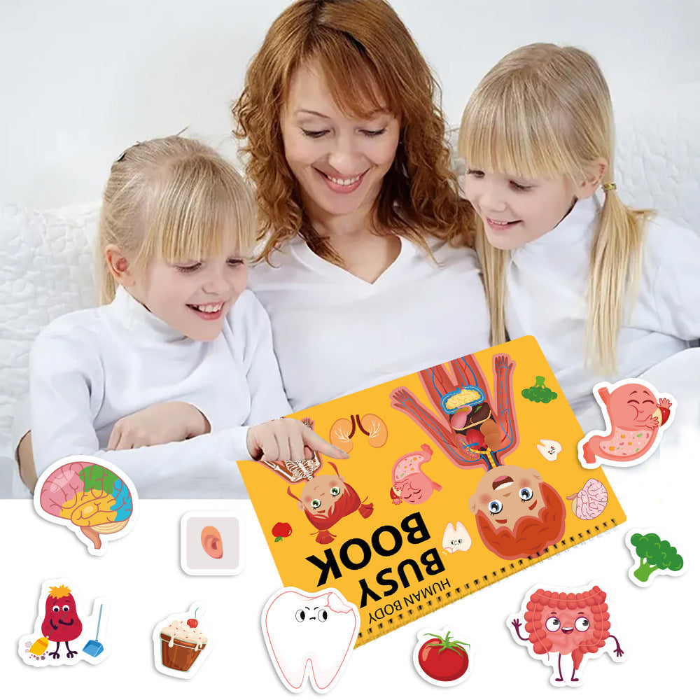 Interactive Human Body Busy Book Set (2 Books) - Educational Quiet Learning Toy for Toddlers