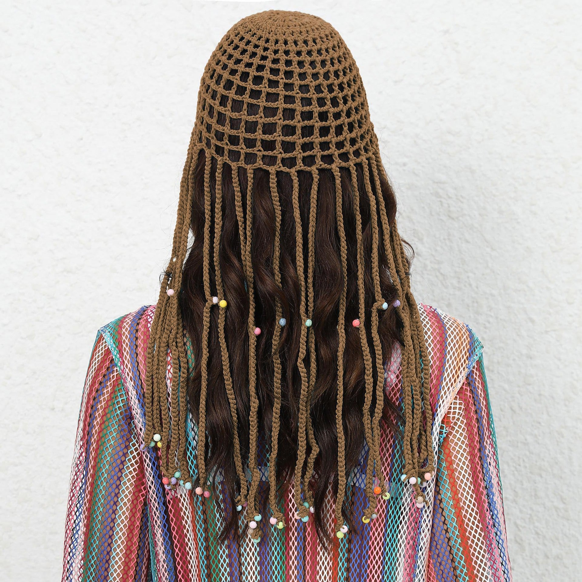 Pink Boho Hand-Crocheted Tassel Sun Hat - Lightweight Breathable Beach Cap (Fits 55-60cm)