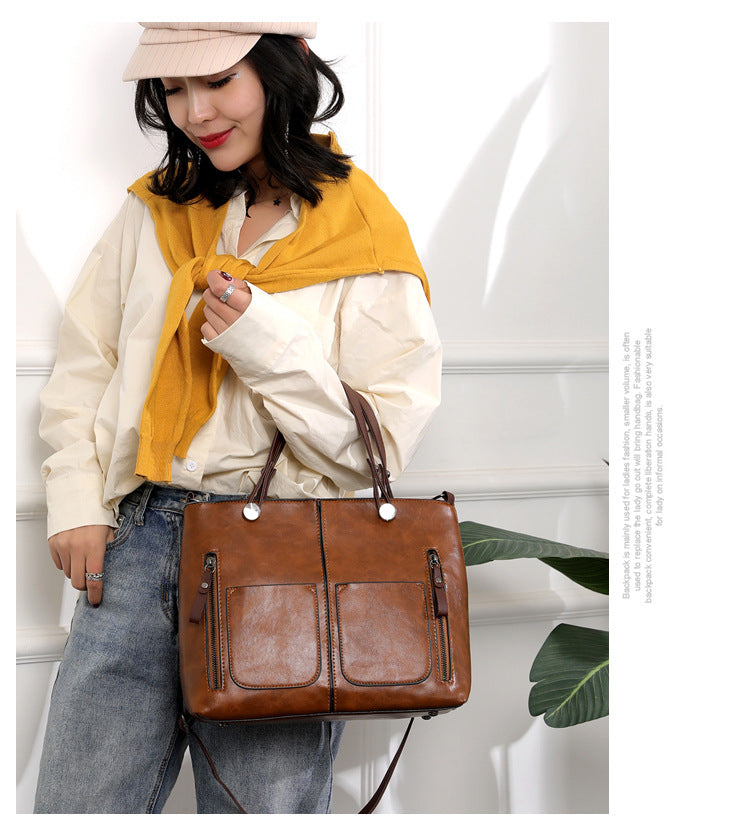 Versatile Brown Tote with Detachable Strap - Ideal for Travel