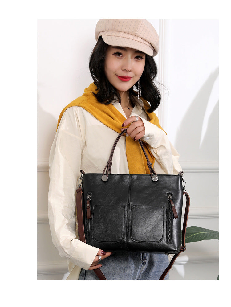 Versatile BLACK Tote with Detachable Strap - Ideal for Travel