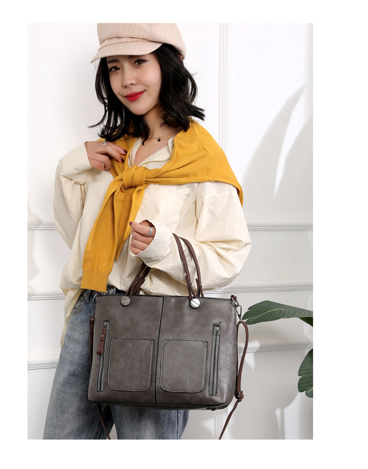 Versatile Gery Tote with Detachable Strap - Ideal for Travel