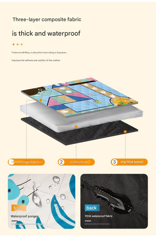 Waterproof Foldable Picnic Blanket with Musical Bunny Print - 200x200cm