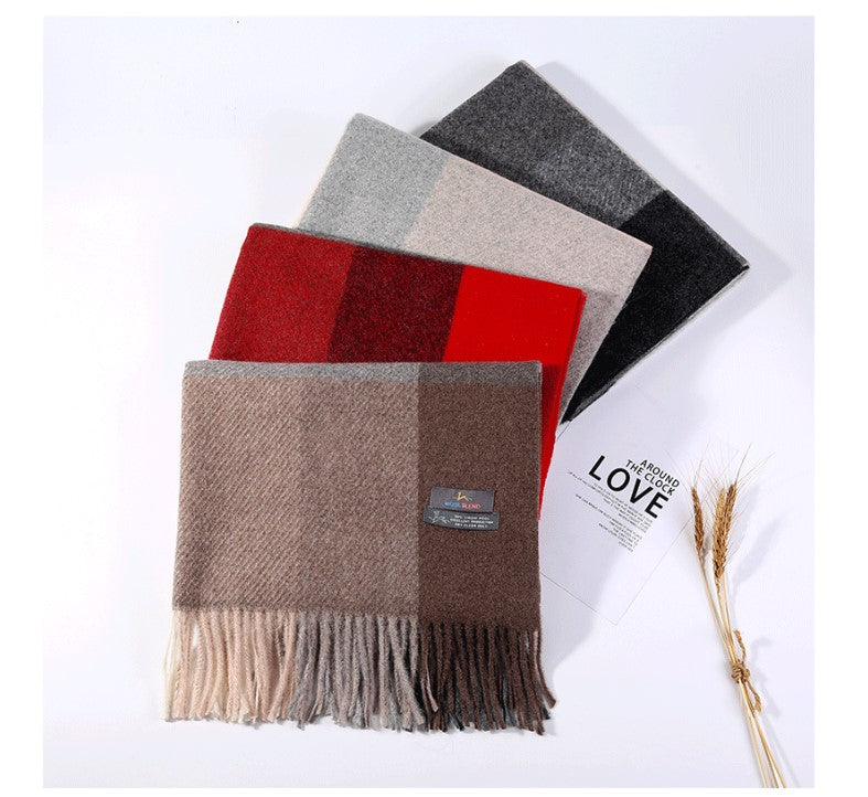 Cozy Color Block Fringe Scarf - Red Shawl for Fall and Winter