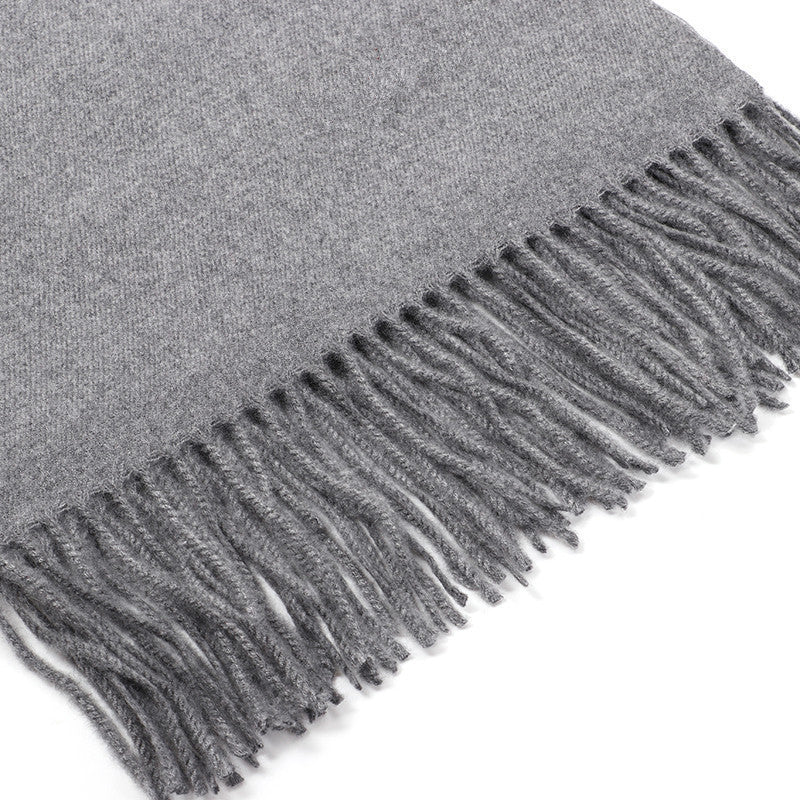 Luxury Cashmere Blend Scarf, Large 200x70cm Fringed Scarf (Dark Heather Gray)