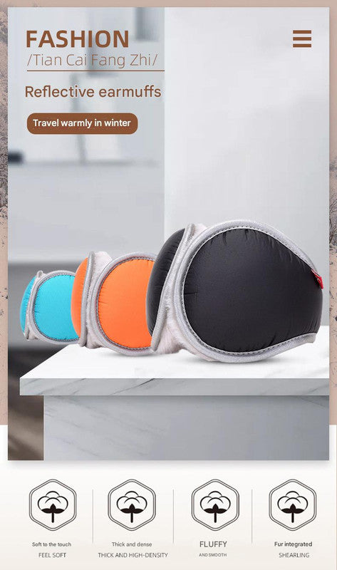 Orange Winter Comfort Folding Earmuffs - Soft Fleece, Windproof and Waterproof
