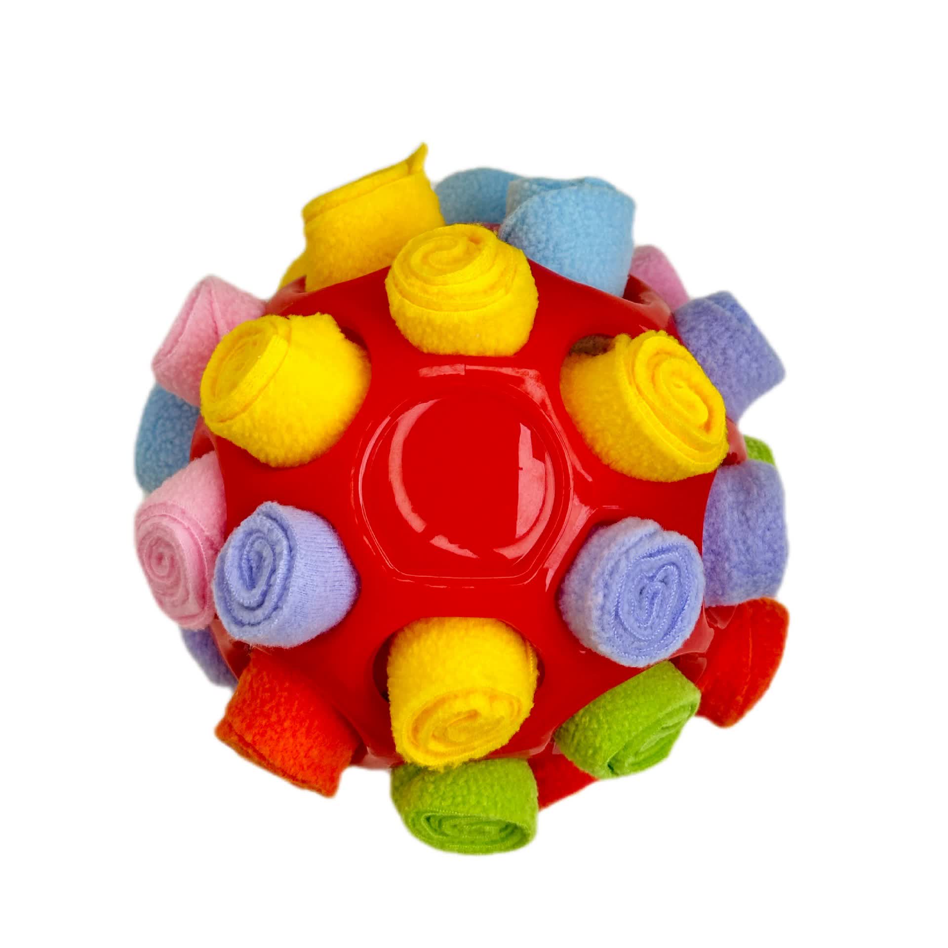Rubber Snuffle Ball for Pets,Interactive Hollow Treat-Hiding Toy for Dogs and Cats(red)