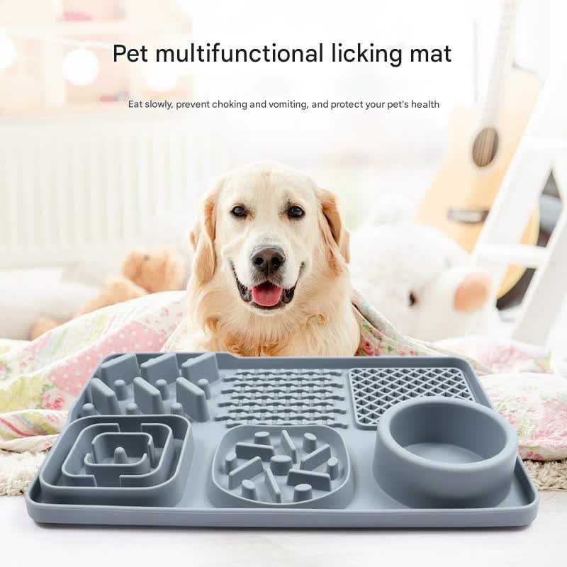 Pet Slow Feeder Lick Mat with Suction Cups - Anti-Anxiety Dog Feeding Mat(Grey)