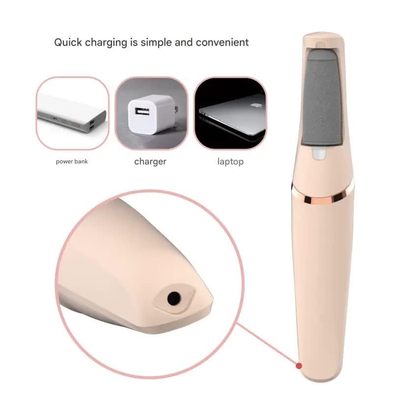 Rechargeable Electric Foot File - Waterproof Callus Remover with Interchangeable Heads(pink)