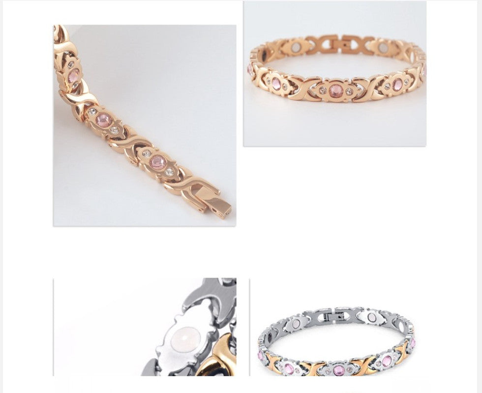 Magnetic Therapy Bracelet - Anti-Allergy Jewelry with Gemstone Design and Health Benefits(Steel)