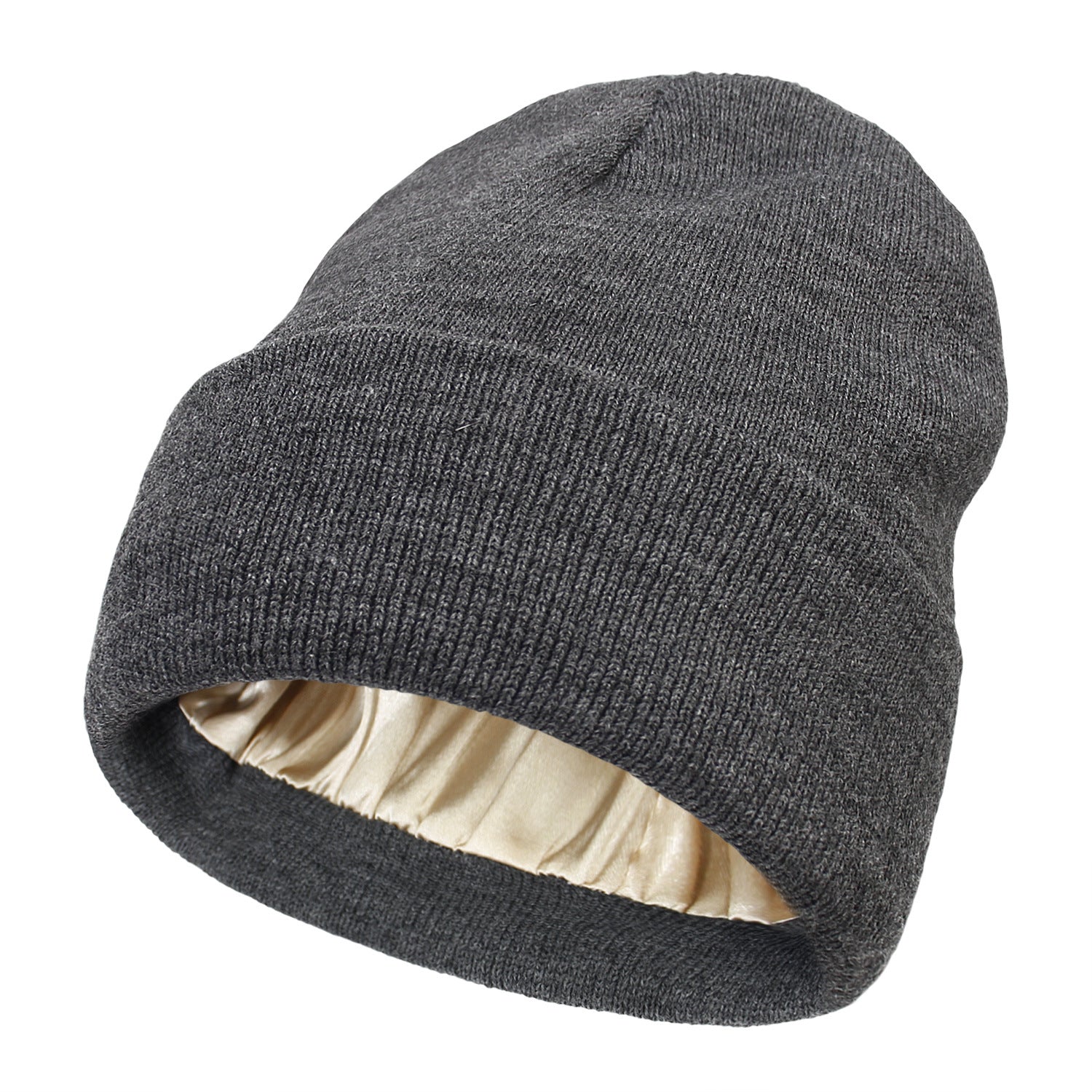 Premium Warm Beanie with Silk Satin Lining(Dark Gray)