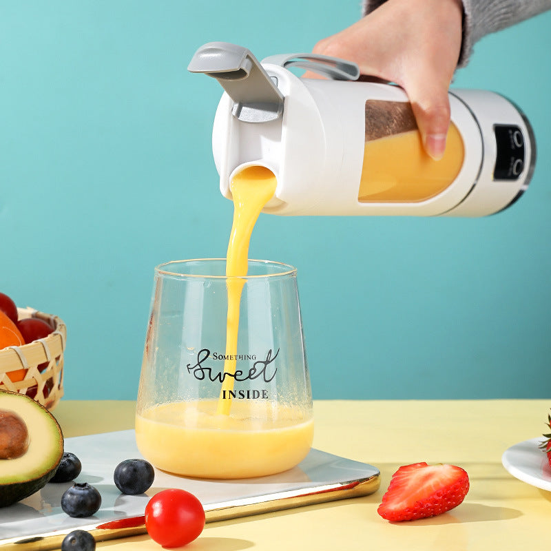 Portable Electric Juicer Blender - 450ml USB Rechargeable Smoothie Maker with 12 Blades(white)