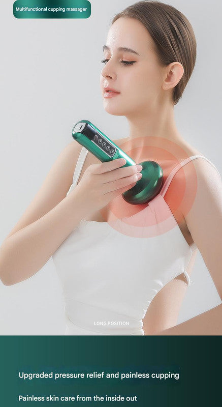 Rechargeable 6-Level Electric Cupping & Gua Sha Massager with LED Display & Magnetic Therapy Head(grey)