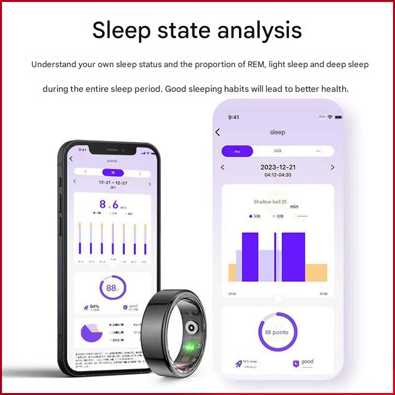 Advanced Smart Health Ring - 24/7 Heart Rate, SpO2, Sleep & Activity Tracker with Magnetic Charging(gold)