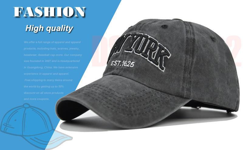 Vintage New York Est. 1625" Washed Cotton Baseball Cap - Adjustable & Unisex(Gray)"