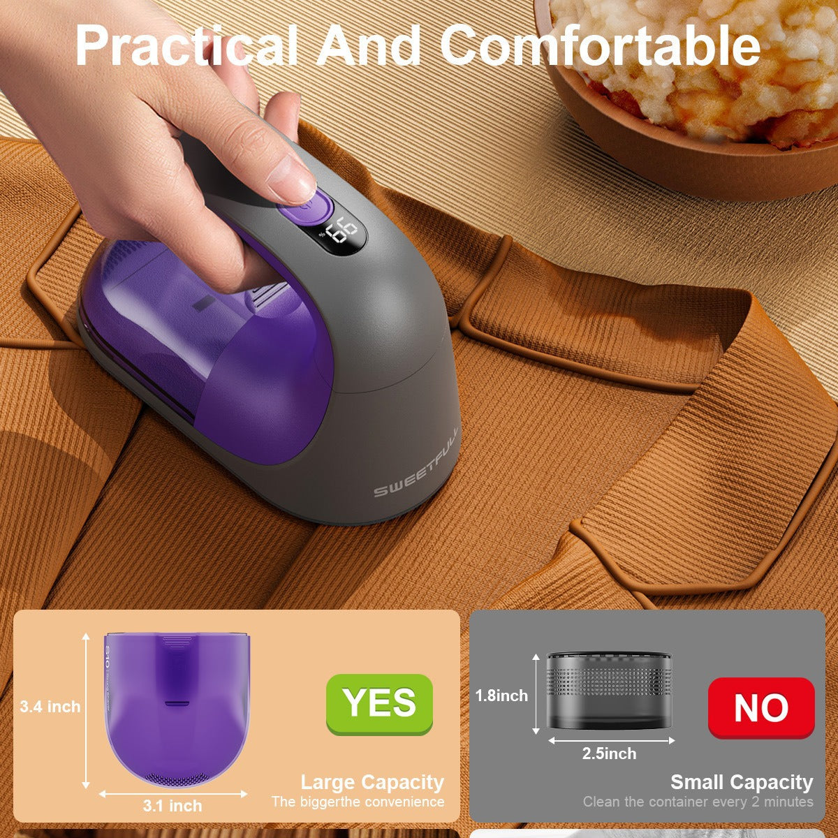 Electric Lint Remover - Rechargeable 2000mAh Fabric Shaver with LED Display(black)
