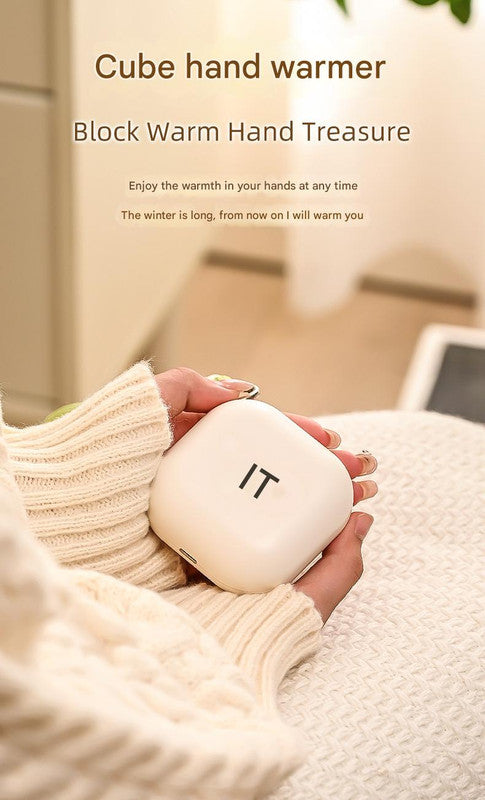 White Cute Block Hand Warmer - Fast Heating Portable Electric Warmer with Lanyard