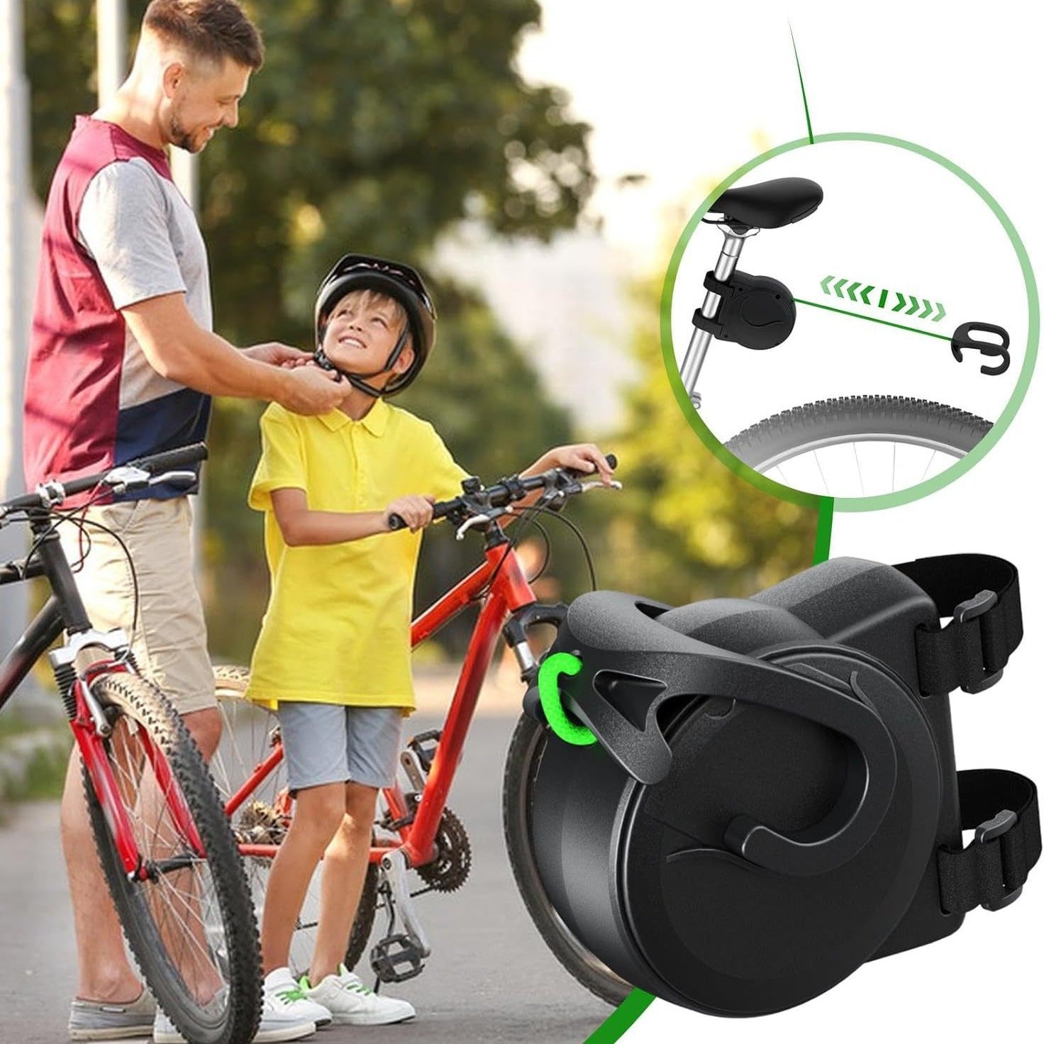Bike Tow Strap with Automatic Shrinkage - Parent-Child Cycling Assist Rope (450lbs Capacity)