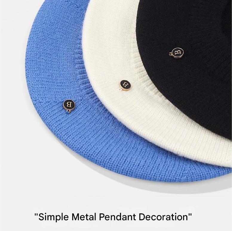 Black Vintage Inspired Knitted Beret - Stretchy & Comfortable Wool Blend Cap